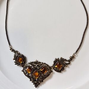 NORDSTOM Y2K Burnished Gold Statement Necklace 16" NWT
